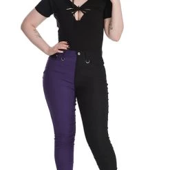 Best reviews of 🧨 BANNED ALTERNATIVE Punky Colour Bailey Half And Half [Purple/Black] | PANTS 🎉 -PUNK Sales Store banned alternative bailey half and half purple black pants 2 700x700
