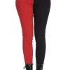 Promo ⌛ BANNED ALTERNATIVE Punky Colour Bailey Half And Half [Red/Black] | PANTS 🔥 -PUNK Sales Store banned alternative bailey half and half red black pants 1 700x700