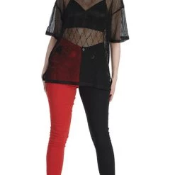 Promo ⌛ BANNED ALTERNATIVE Punky Colour Bailey Half And Half [Red/Black] | PANTS 🔥 -PUNK Sales Store banned alternative bailey half and half red black pants 2 700x700