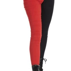 Promo ⌛ BANNED ALTERNATIVE Punky Colour Bailey Half And Half [Red/Black] | PANTS 🔥 -PUNK Sales Store banned alternative bailey half and half red black pants 4 700x700