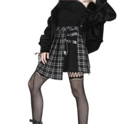 New 🥰 DARK IN LOVE Grunge Pleated Grid Irregular [Black] | HEM 👗 SKIRT 🔥 -PUNK Sales Store dark in love grid irregular hem skirt 4 9daba6af 5082 4a5c ae5e f747c0816c91 700x700