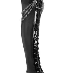 Outlet 💯 DEMONIA 👟 SHOES Demonia BRATTY-304 [Black Vegan Leather] | 🥾 BOOTS [IN STOCK] 🛒