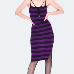 Brand new ๐ JAWBREAKER Punky Colour Purple Stripe | BODYCON ๐ DRESS ๐