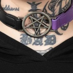 Wholesale ⭐ KILLSTAR Fetish Penta Half [Black/Purple] | CHOKER 🛒 -PUNK Sales Store killstar penta half black purple choker 3 700x700