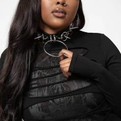 Discount 😀 KILLSTAR Grunge Sirena | SLASHED LONG SLEEVE TOP** 🎉