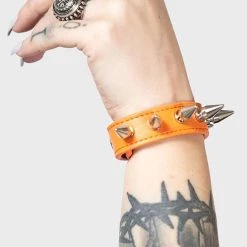 Cheap 😀 KILLSTAR Mens Accessories Stay Away Spike [Orange] | BRACELET ❤️ -PUNK Sales Store killstar stay away spike orange bracelet 3 700x700