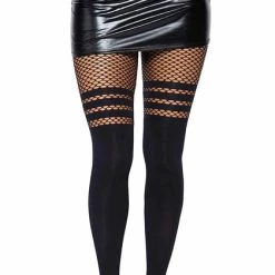 Hot Sale 🧨 LEG AVENUE Grunge Ada Thigh High | FISHNET TIGHTS 🔔