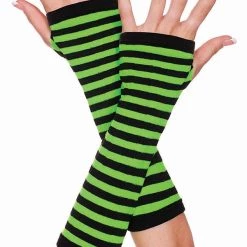 Budget 🎁 MUSIC LEGS Punky Colour Opaque Striped [Black/Neon Green] | ARM WARMERS 🥰
