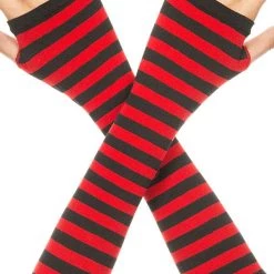 Brand new 🔔 MUSIC LEGS Punky Colour Opaque Striped [Black/Red] | ARM WARMERS 👏