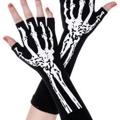 Promo 🌟 MUSIC LEGS 🧛 Halloween Skeleton Print | FINGERLESS GLOVES ⌛
